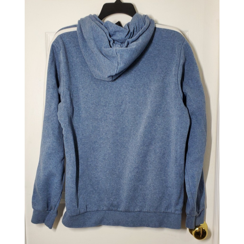 Adidas Men’s M Blue Hoodie Pullover 3‑Stripes Logo Sweatshirt Kangaroo Pocket - Picture 13 of 13